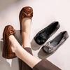 Vintage Bow Wedged Shoes Ladies Genuine Leathe Flats Women's Shoes Chic Spring Summer Loafers Elderly Flat Shoes Soft Moccasins