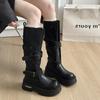 Maillard 2025 новые женские осенние сапоги до колена, темпераментные, супер-огненные, ретро, универсальные сапоги с пряжками