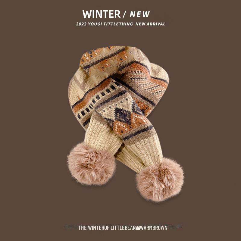 Уютный вязаный шарф в клетку для детей - теплый, ветрозащитный и милый шейный платок для мальчиков и девочек