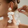 Imitation Pearl White Flower Long Earrings Exaggerated Dangle Earrings Ear Stud  Ear Accessories