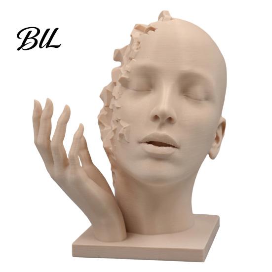 Artistic Tension Sculpture Abstract Broken Face Art Sculpture, Nordic Minimalist Plastic Statue, Creative Handicraft for Study Room 3D Printed