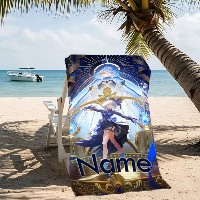 Customizable personalized beach towels Genshin Impact Furina themed designs.Suitable for the beach, yoga, sports;ideal as beach accessories