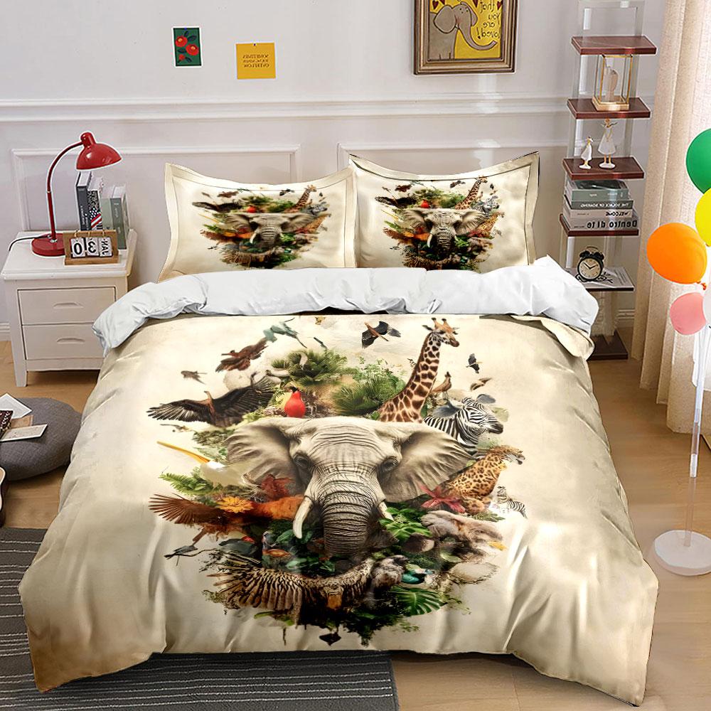 "Wildlife Safari Decor Set" Soft Skin-Friendly Bedding Set Includes 1 Duvet Cover And 2 Pillowcase, Gift