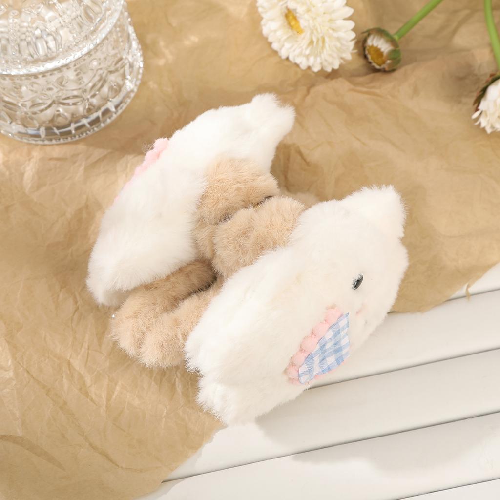 Заколка-краб для волос в виде кролика с бантом, милая плюшевая белая заколка-краб для волос для женщин, корейская заколка, фестиваль, Новый год, аксессуары для волос