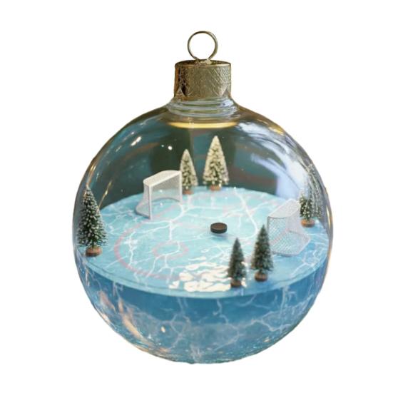 Спортивный мяч Рождественские украшения 3D Украшение Снежный шар со спортивными микросценками Прозрачный пластиковый подвесной шар для рождественской елки Домашний декор