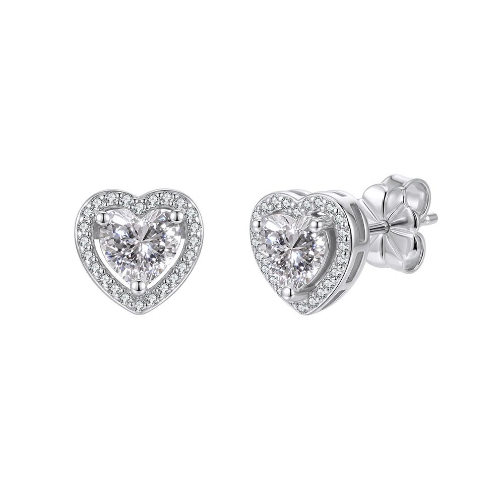 MOE38 925 Sterling Silver D Color VVS Moissanite Earrings Luxury Gold Heart Halo Stud With GRA Certificate Earrings for Ladies