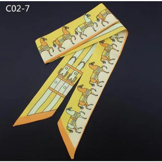 New Fashion Brand Horse Carriage Print Silk Small Ribbon Women Silk Scarf Handbag Ribbons Female Head Scarf Long Scarves