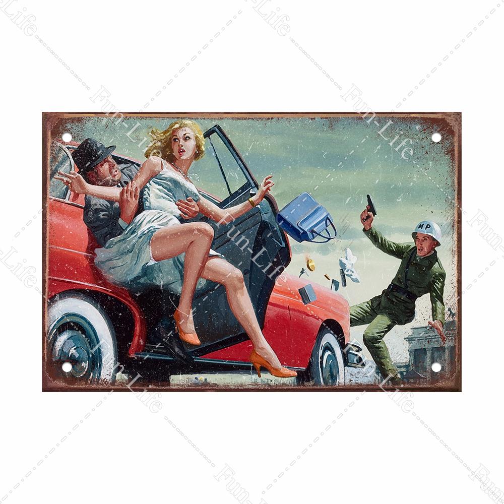 Красота девушки винтажный металлический плакат Ретро жесть Компактная автомобильная жестяная вывеска доска для домашнего паба, бара, кафе, гаража, декор стен 20x30 см