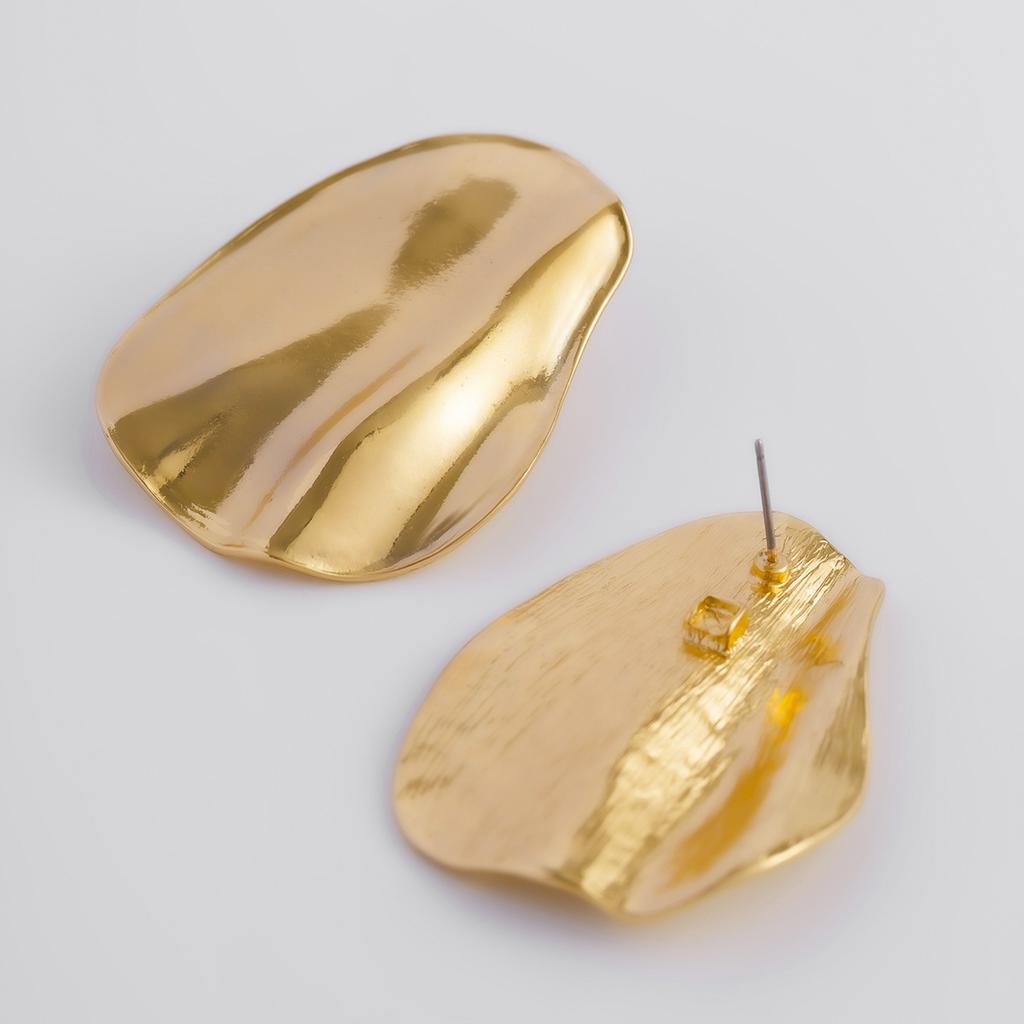 Exaggerated Earrings, Wrinkled Texture, Light Luxury Large Earrings, Geometric Simplicity, Niche Earrings