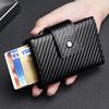 Leather Automatic Pop-up Metal Box Card Bag Men's Leather Airtag Locator Wallet Card Bag Card Clip Integrated
