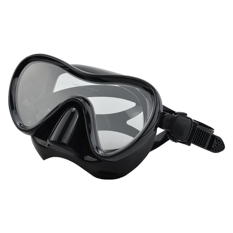 Anti-choking diving goggles, flat large-frame swimming goggles, integrated tempered glass, high-definition transparent, unisex adult swimming goggles