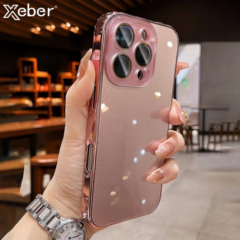 Plating Glass Lens Film Protection Case For For Iphone 17 16 1 14 13 11 12 Pro Max Tempered Glass Shockproof Bumper Hard PC Cover