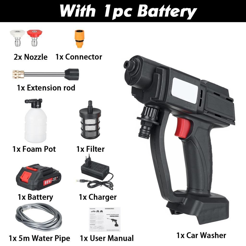 2000W 90Bar Cordless High Pressure Car Washer Spray Water Guns Portable Car Wash Pressure Cleaner Cleaning Machine