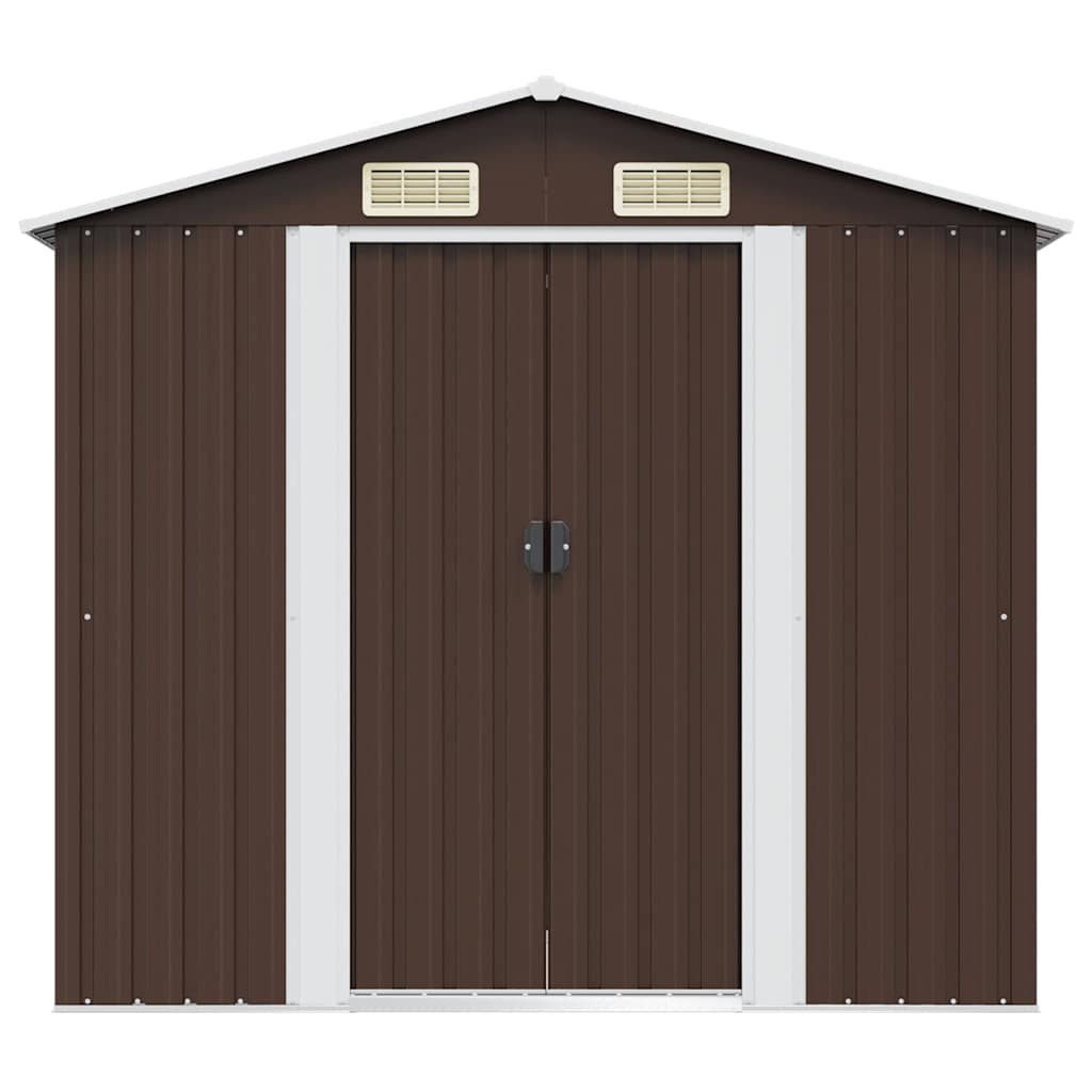 Garden Shed Brown 204x132x186 cm Steel