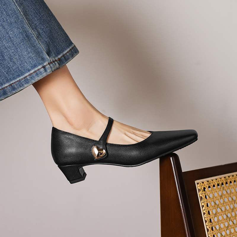 Krazing Pot Микрофибра Квадратный носок Толстый средний каблук Весенне-летняя обувь Большой размер 43 лаконичный стиль Женские туфли-лодочки для офиса