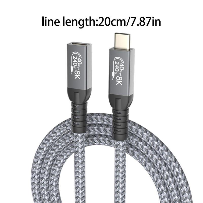 Высокоскоростной удлинитель Type C 40 Гбит/с, штекер-розетка Type C, с поддержкой видео 8K 60 Гц и Power Delivery 240 Вт