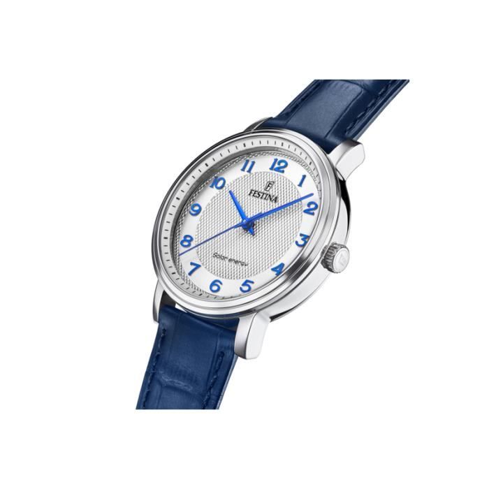 Montre - FESTINA - F20660/1 - Acier 41mm - Cuir Bleu - Énergie Solaire - Étanchéité 50m