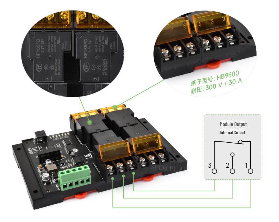 4-канальный модуль реле RS485 Modbus RTU с высоким током и защитой от перенапряжения