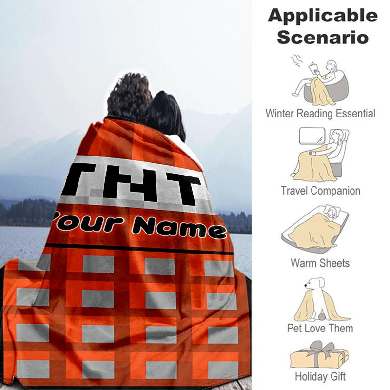 1PC Custom Name TNT Adventure" flannel blanket versatile,all-season throw suitable for the living room,bedroom,camping,travel,and gift