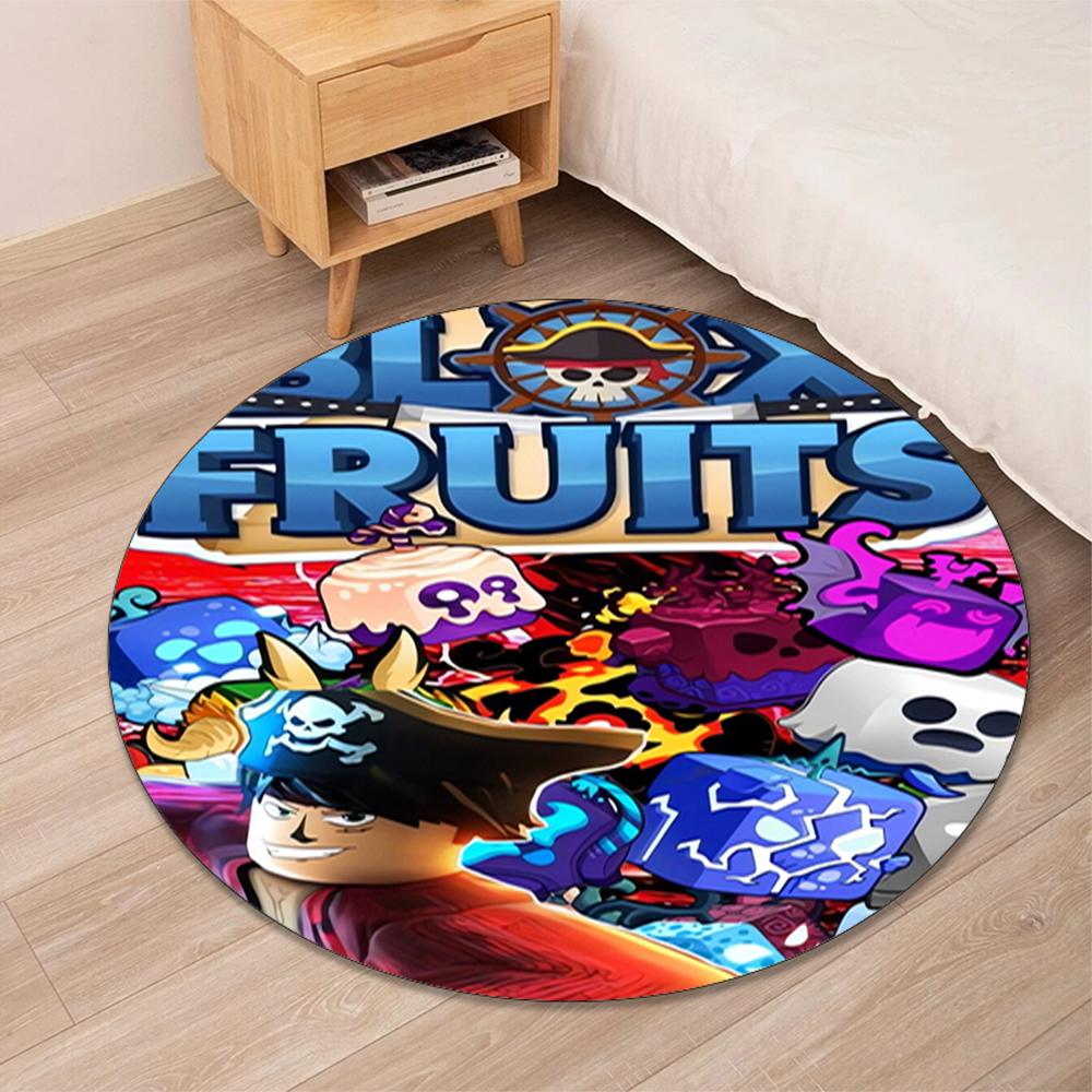 Blox Fruits Printed Round Rug Carpet Chair Rug Area Rug Entryway Doormats,for Office Chair Living Room Bedroom Kitchen Room.