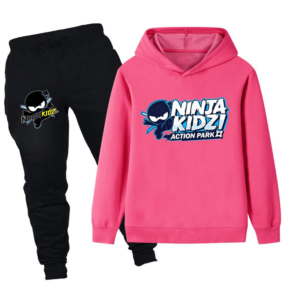 PB1174 Детские Мальчики Девочки NINJA KIDZ С принтом Длинный рукав Худи Брюки Верх Штаны Комплекты одежды