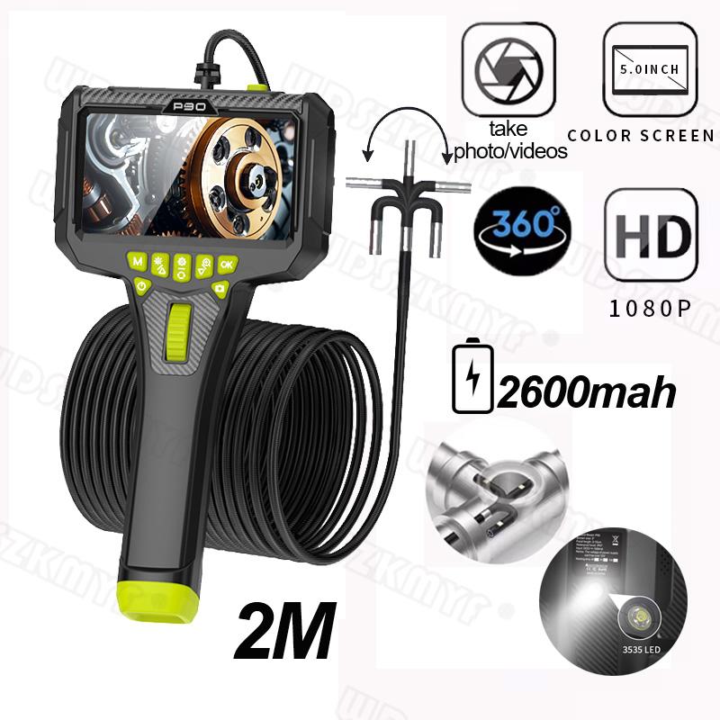 360 Articulating Borescope 1080P 6.0mm 5.0inch LPS Monitor Industrial Inspection Camera IP67 Waterproof Sewer Camera With LED