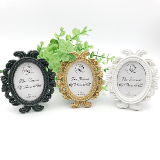 4Pcs Vintage Baroque Oval Photo Frame Mini Resin Picture Display