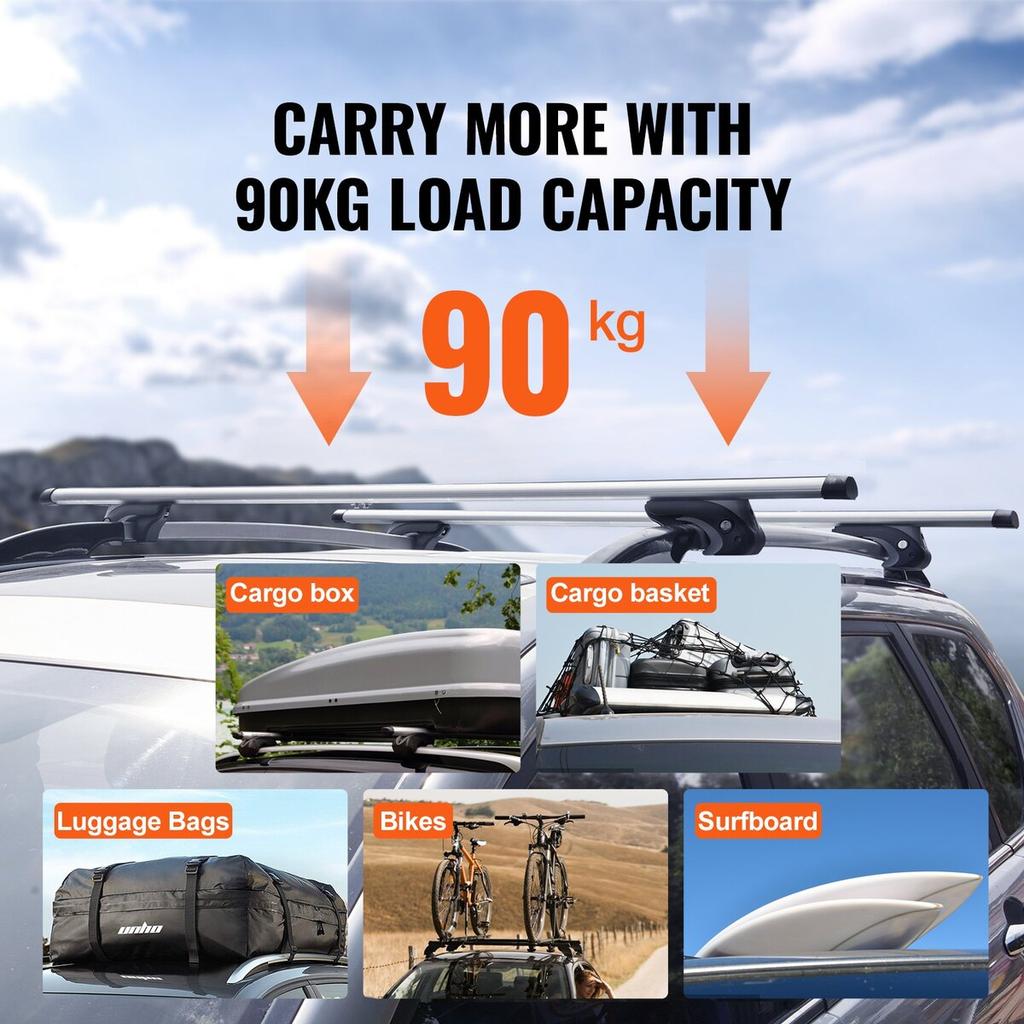 Universal Roof Rack Crossbar 53.2" Length for Vehicle w/ Raised Side Rail