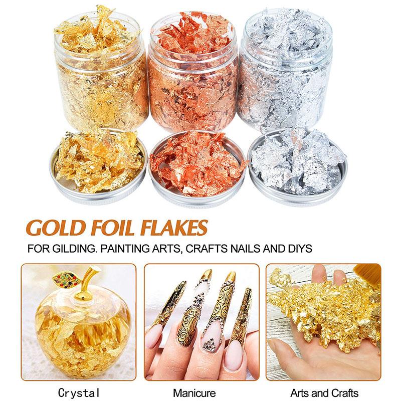 3g Imitation Gold Sliver Copper Foil Sequins Glitter Craft Leaf Flake Sheet Shiny Foil Paper For Gilding DIY Nail Art Decoration