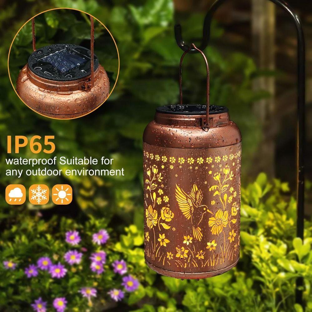 Vintage Style Hanging Solar Light Metal Material Outdoor Lantern LED Garden Light  Lawn Pathway