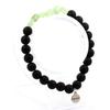 Stones and Minerals. Green Kyanite Bracelet from Brazil + 8 Mm Matte Black Onyx Beads. Made In France.