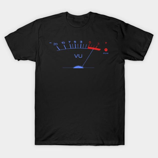 Asian Size Men Black Print T-shirt Analog Vu Meter No-Cut Heat Transfer Print Cotton Tshirt
