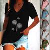 Women's Fashion V-neck Print Pullover Casual Short-sleeved T-shirt