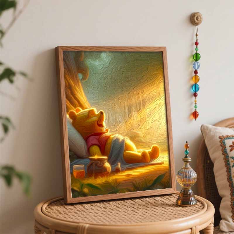 Disney Winnie Pooh Oil Art Painting Kit Home Wall Decor Handmade Gift Relaxing Forest Landscape Sunlight Scene DIY Craft Art Project