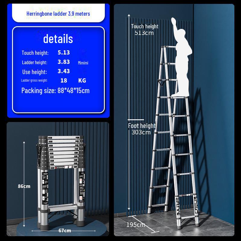 Многофункциональная складная телескопическая лестница из нержавеющей стали