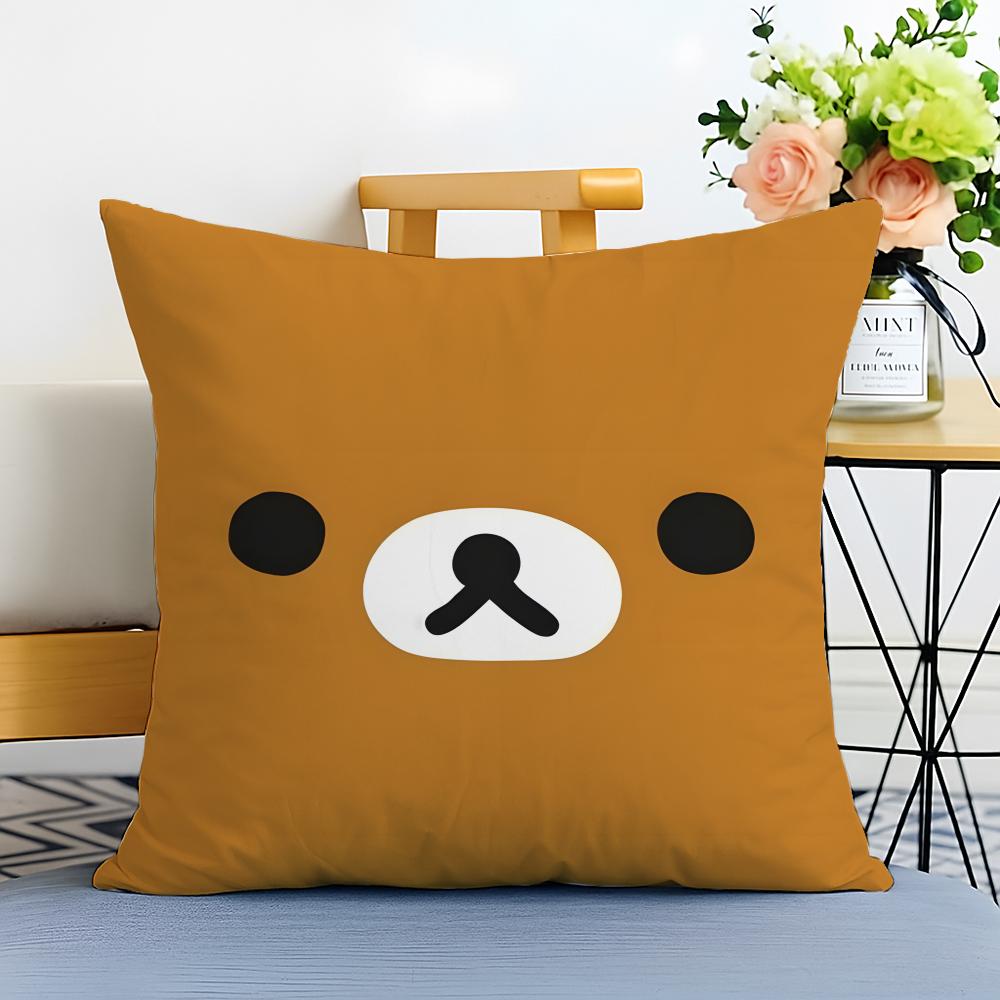 RRilakkuma Cushion Cover Washable Linen Pillowcase Soft for Sofa Bed Cozy Home Room Decor