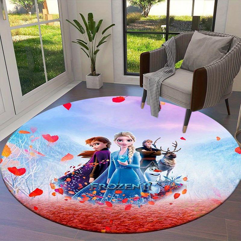 1 шт. Круглый ковер с рисунком Disney Frozen, Напольный коврик для спальни и гостиной, Ковер для декора детской, спальни, гостиной, Эстетичный декор комнаты