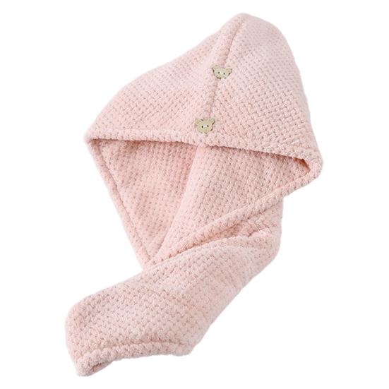 Полотенце для сушки волос Yousheng, супер впитывающее, быстросохнущее, коралловое флисовое, с мультяшным медведем, на пуговицах, женское, вьющиеся, длинные, густые, влажные волосы, полотенце для волос из микрофибры, шапка