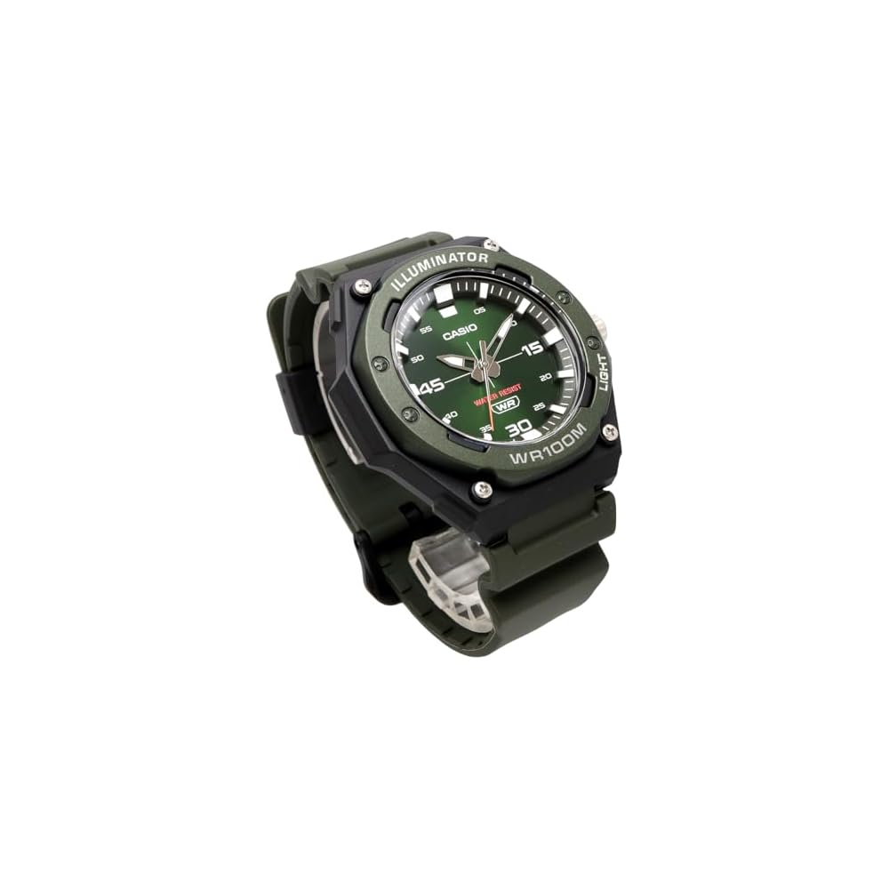 Casio Стандартные аналоговые кварцевые часы MW-620H-3AV Мужские Зеленые со светодиодной подсветкой