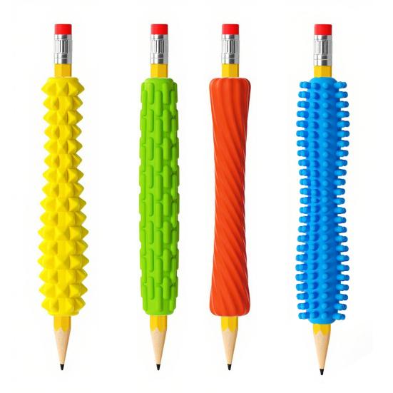 Текстурированные силиконовые накладки для карандашей для снятия стресса, сенсорные фиджет-рукава