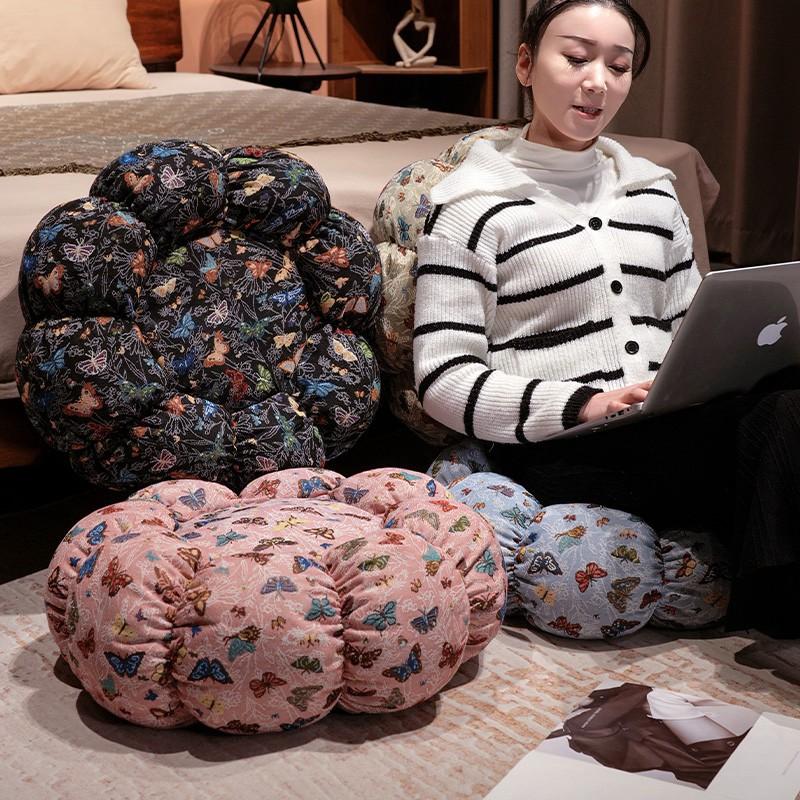 Cartoon Pattern Seat Cushion Chinese Floral Futon Floor Cushion Ground Seat Cushion Home Seat Pier Girl Tatami Futon Cushion