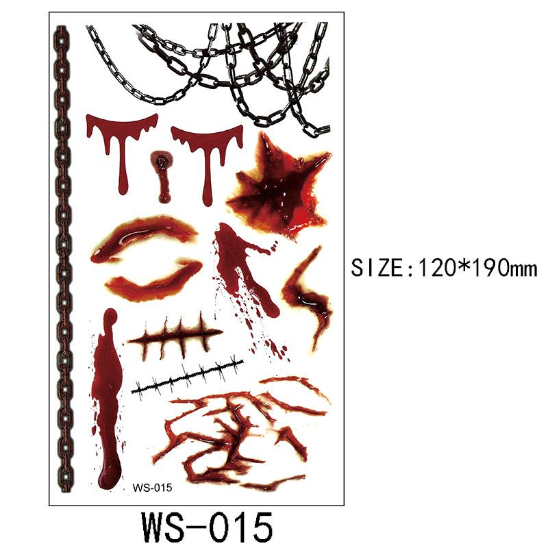 Хэллоуин Тату Наклейка Рана Шрам Ужас Смешной Костюм Вечеринка Наклейка на Лицо Тату