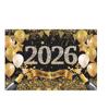 Блестящий Баннер-Фон для Нового Года 2026 Цветные Воздушные Шары Буквы Декорация Фона для Вечеринки Баннер для Празднования Шампанское Черный Золотой