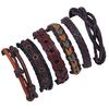 Men's Retro Woven Cowhide Bracelet DIY Six Piece Combination Multi-layer Leather Bracelet Jewelry