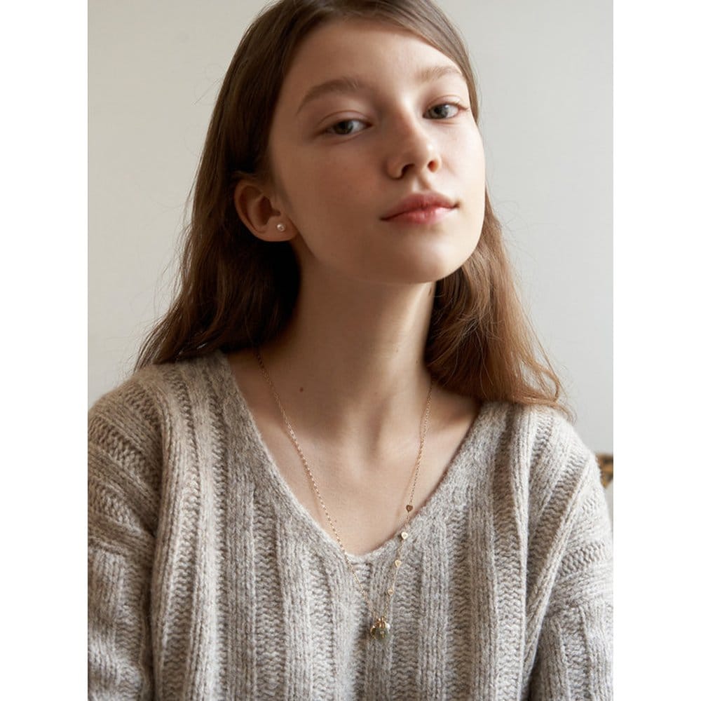 Labradorite Heart Lock Pearl Long Necklace_Nz1136