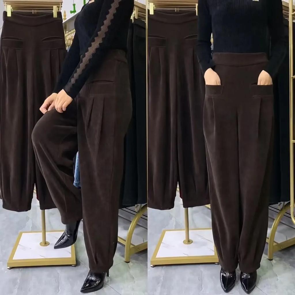 Autumn Winter Women's High-Waisted Corduroy Chenille Harem Pants Lantern Pants Loose Fit