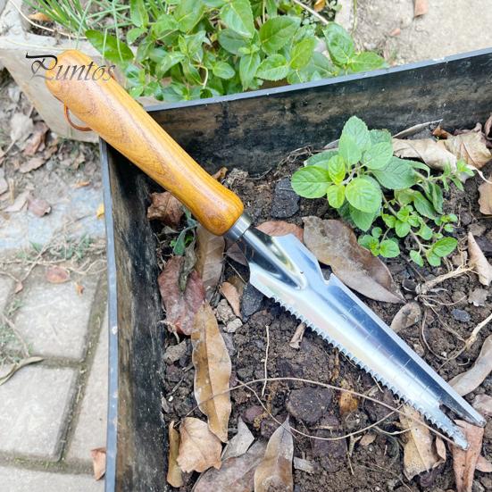 5-in-1 Garden Trowel Stainless Steel Weed Remover with Wooden Handle Multipurpose Hand Weeder for Easy Weed Removal Planting Transplanting