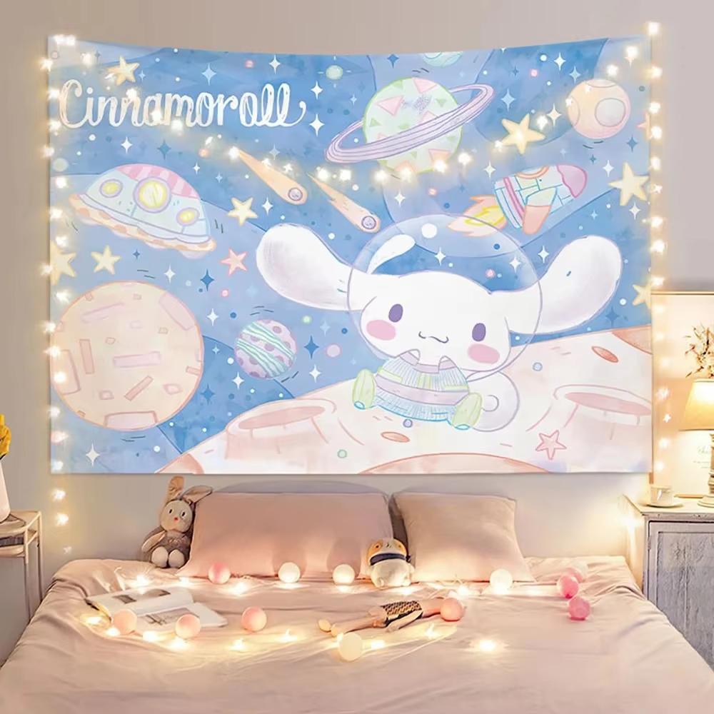Тканое полотно Sanrio Cinnamoroll с принтом  Мечтательный настенный фон для уютной комнаты в общежитии  Домашний декор Плоская печать