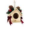 Wooden Christmas Pinecone Birdhouse Hanging Ornament Bird for Holiday Tree Decoration