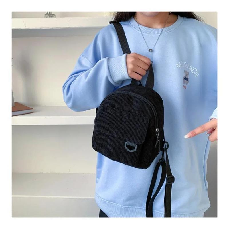 Super Popular Cute Mini Backpack, Corduroy Student Commuting Bag, Multi-Functional Portable Makeup Bag